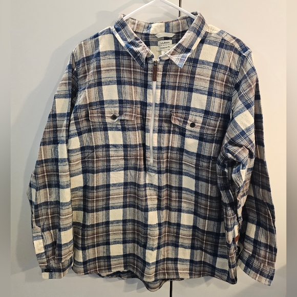 L.L. Bean Tops - L.L. Bean Blue and Brown Plaid Blouse